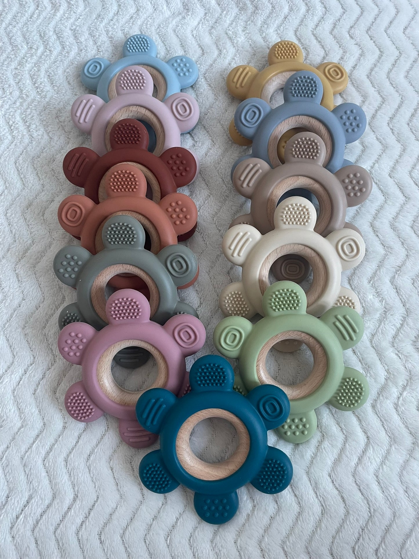 Sensorische Bijtring Bloem Beige – Siliconen | 10 cm
