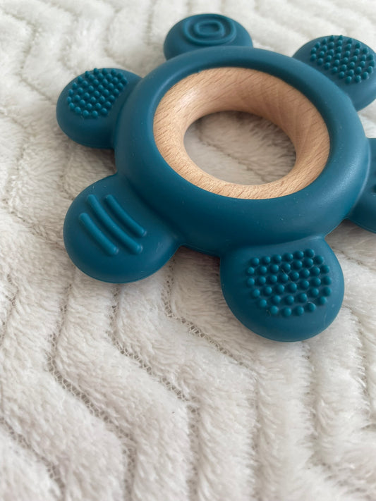 Sensorische Bijtring Bloem Blauw – Siliconen | 10 cm