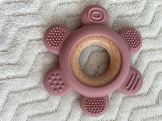 Sensorische Bijtring Bloem Roze – Siliconen | 10 cm