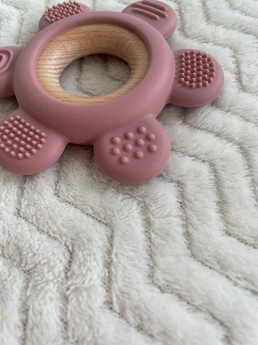 Sensorische Bijtring Bloem Roze – Siliconen | 10 cm
