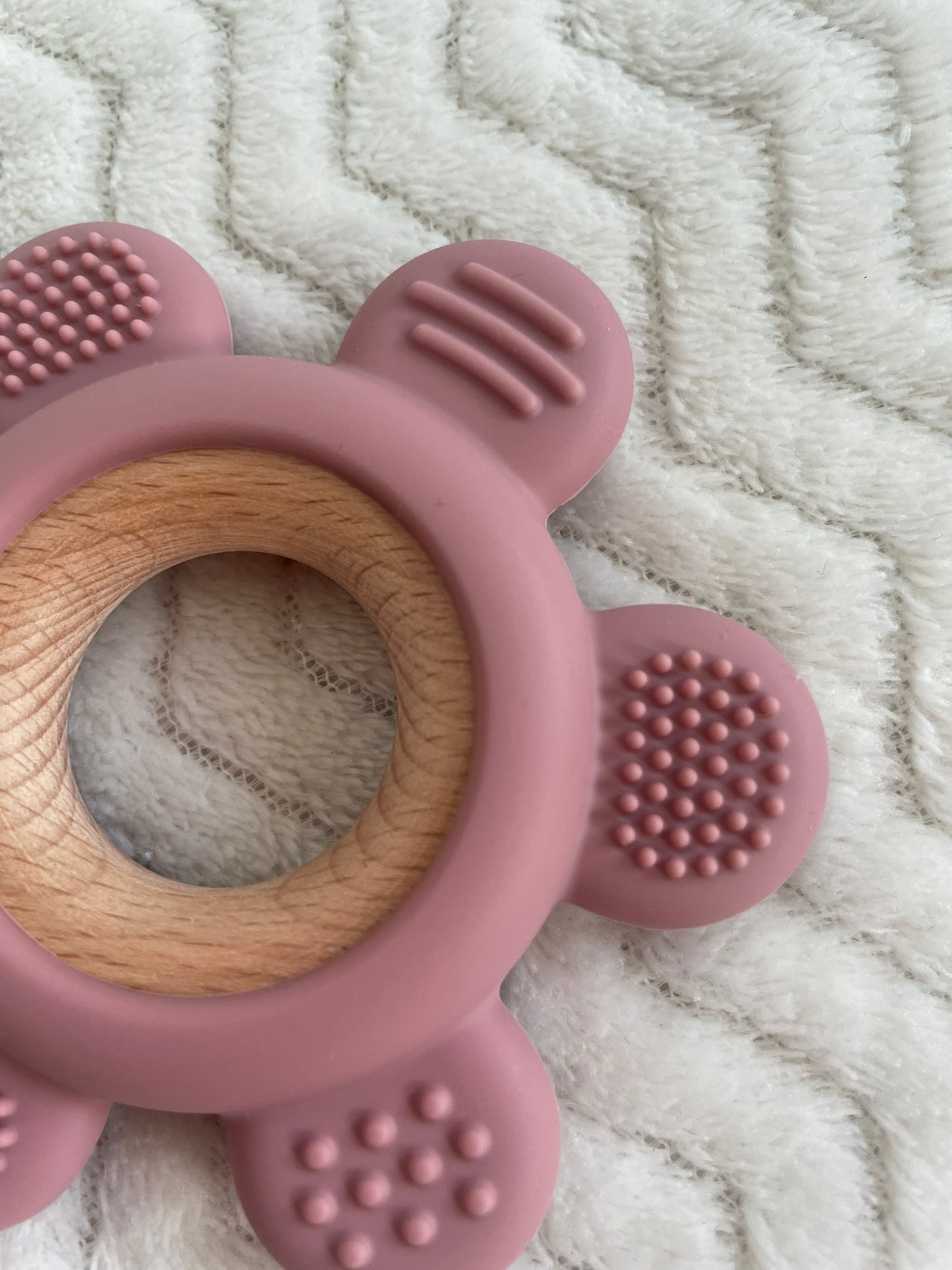 Sensorische Bijtring Bloem Roze – Siliconen | 10 cm