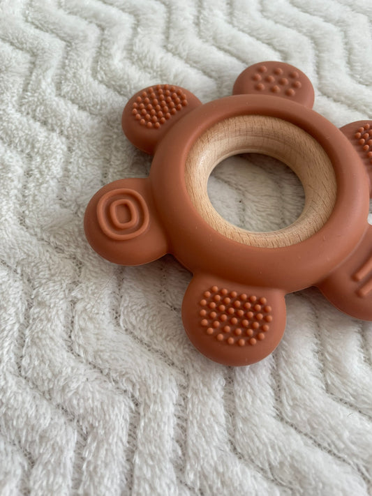 Sensorische Bijtring Bloem Bruin – Siliconen | 10 cm