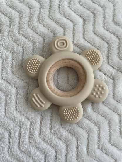 Sensorische Bijtring Bloem Beige – Siliconen | 10 cm