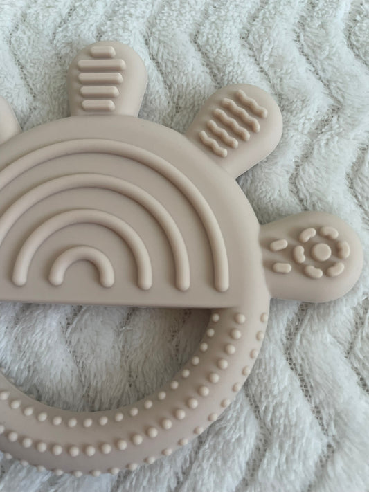 Sensorische Regenboog Bijtring Beige – Siliconen | 12 cm
