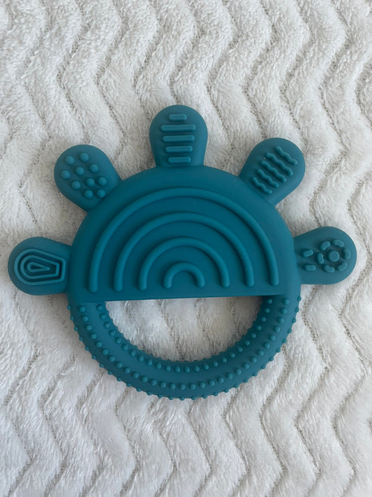 Sensorische Regenboog Bijtring Blauw – Siliconen | 12 cm