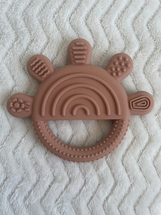 Sensorische Regenboog Bijtring Bruin – Siliconen | 12 cm